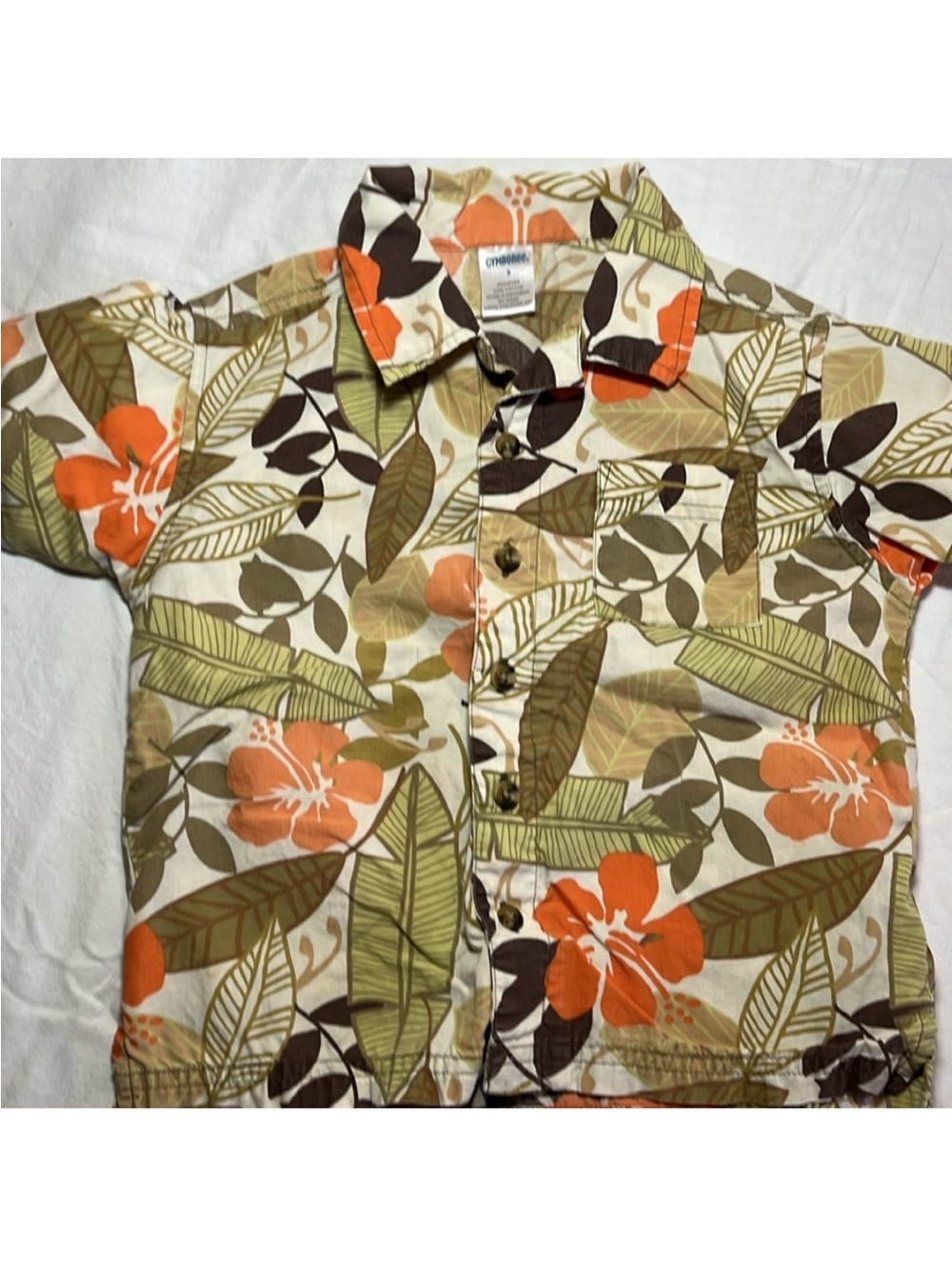 3T Gymboree Orange Floral Hawaiian shirt